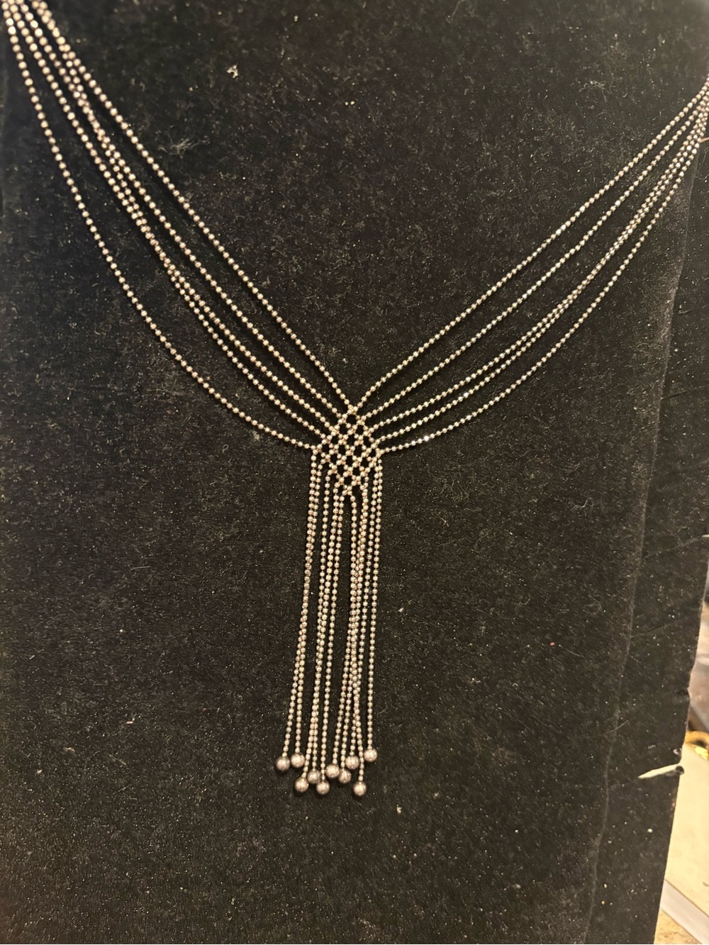 925 made in Italy Elegant silver Multi-Strand Tassel Necklace